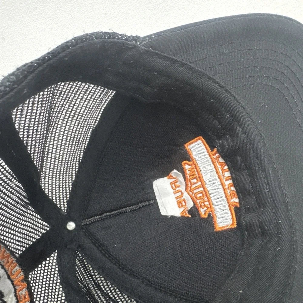 Harley Davidson Aruba black mesh snapback hat rear embroidered patch